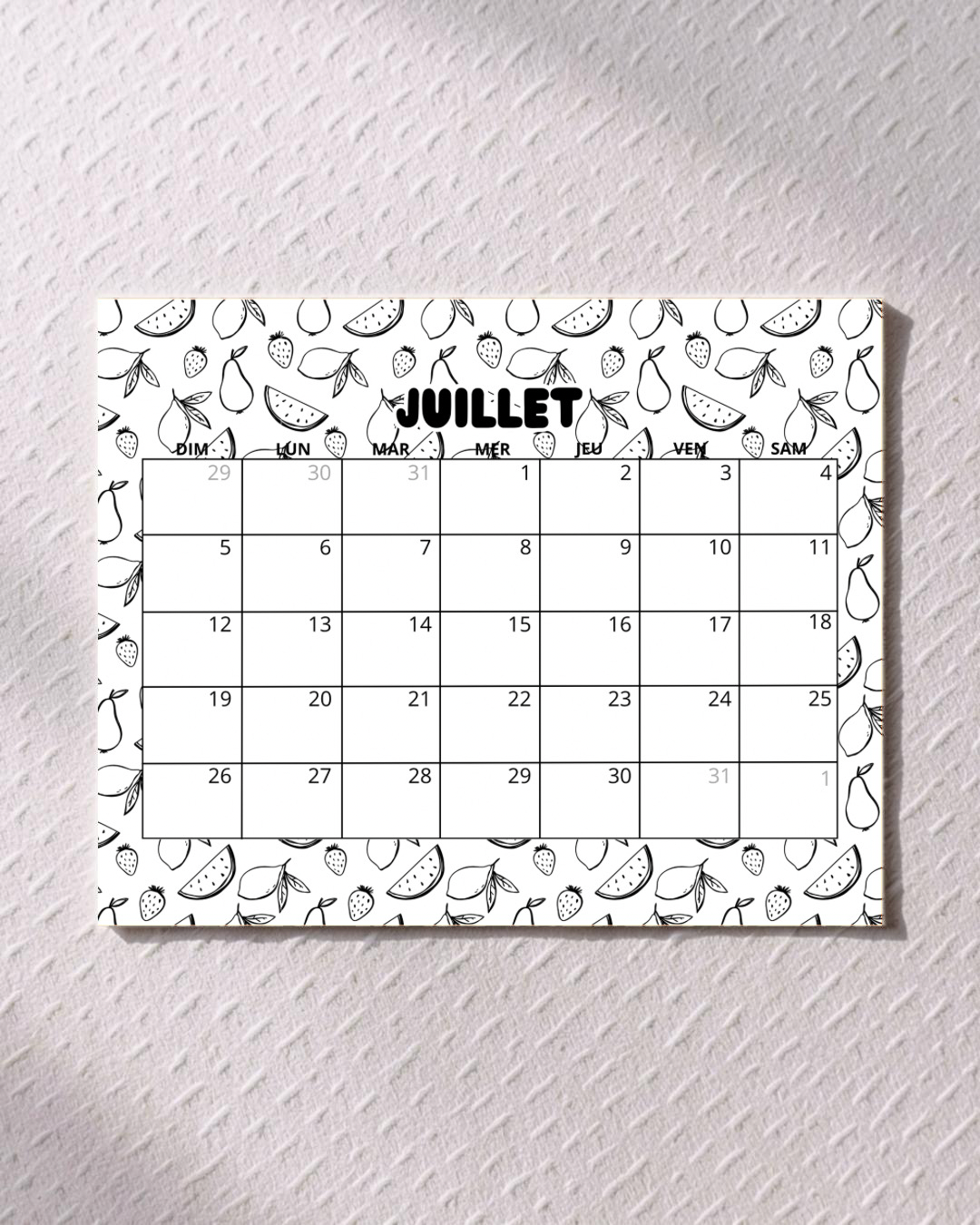 CALENDRIER COLORÉ